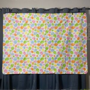 Easter Egg Tablecloth Multicolor Rectangular 60"×84” Vinyl‎ Bright, felt lined.